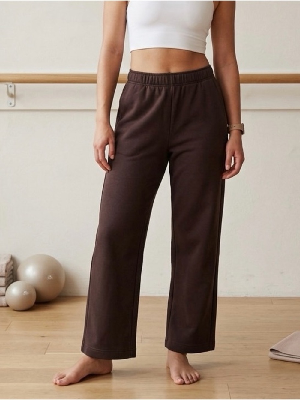 Zella Brown Wide Leg Drawstring Sweatpants